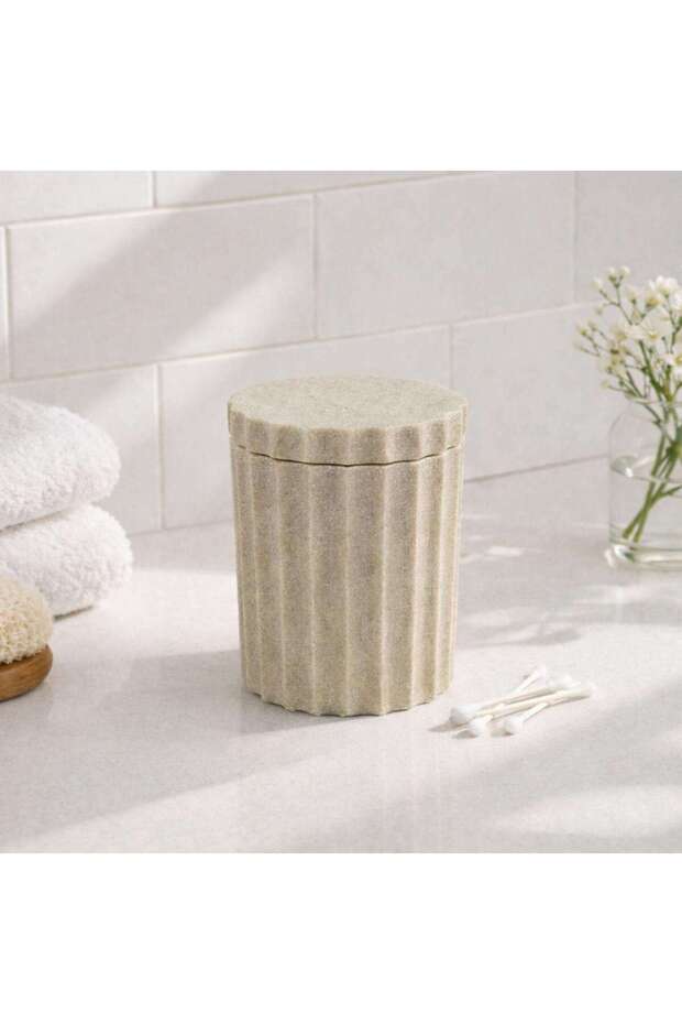 Florence Polyresin Cotton Jar 8.8x8.5x9.5cm - Beige