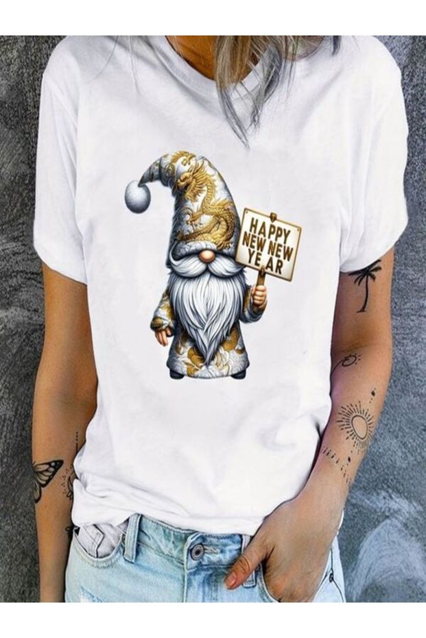 New Year Themed Printed T-Shirt