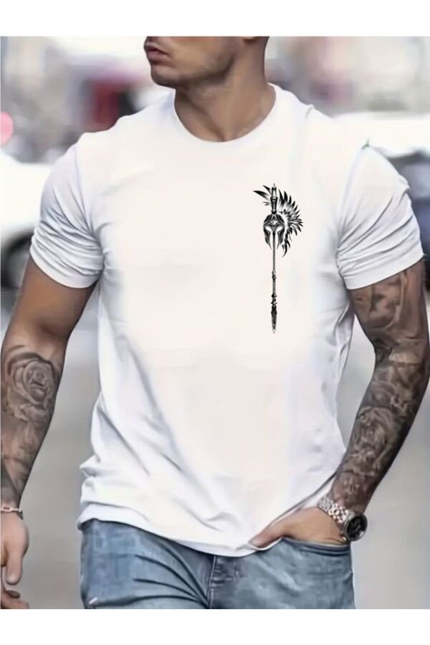 Men's White Printed T-Shirt