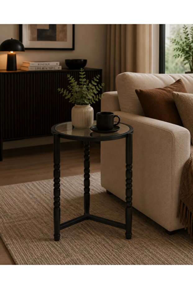 Round side service table