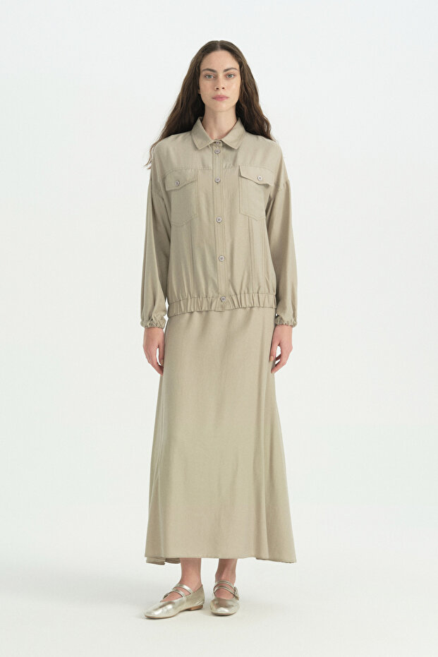 Skirt Jacket Lyocell Set - Stone - 1
