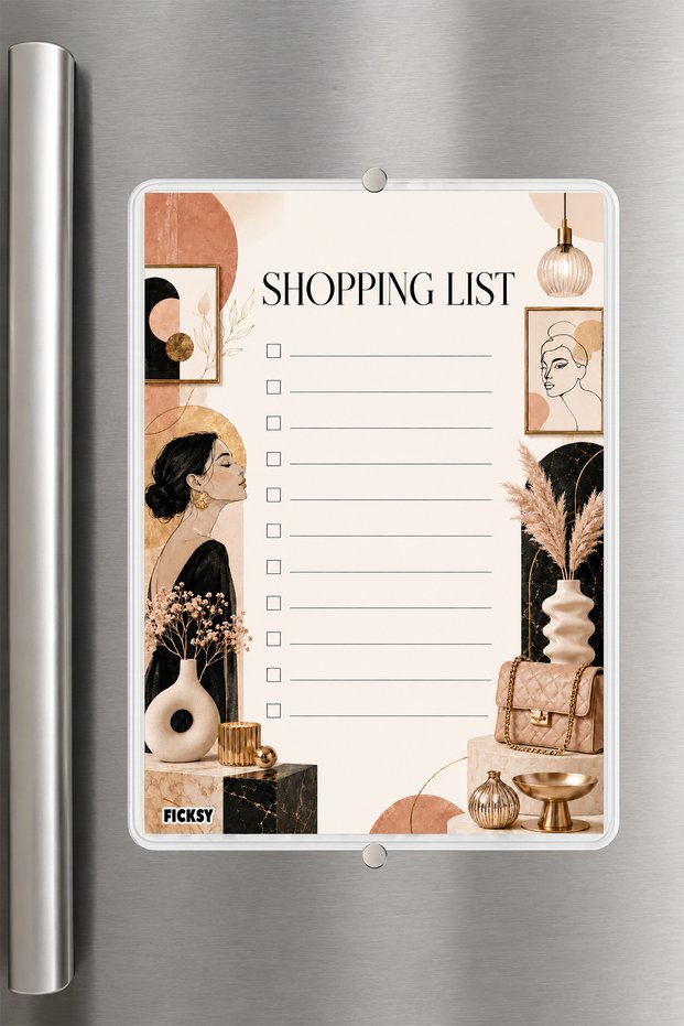 Shopping List - A5 - Magnetic - Pvc - Refrigerator Note Holder & Desktop - Summer Erase - Planner