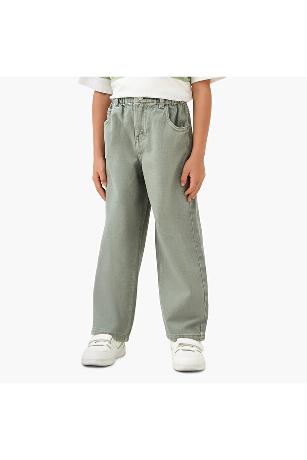 Regular Fit Jeans with Elasticated Buttoned Waist