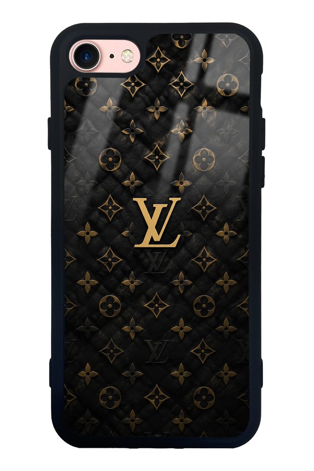 iPhone 7 - 8 - Se Black Gold Lv Design Glossy Phone Case