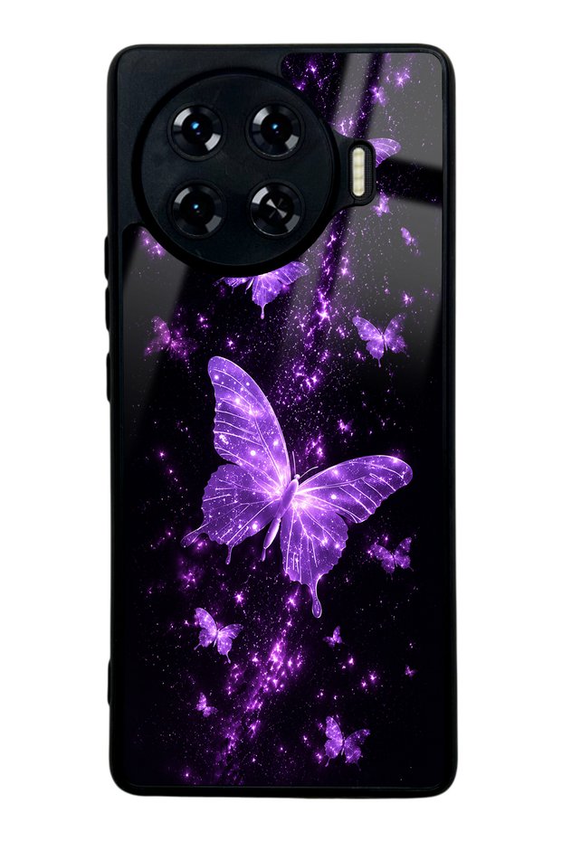 Tecno Spark 20 Pro Plus Purple Galaxy Butterfly Design Glossy Phone Case