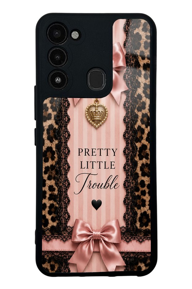 Tecno Spark 8C Glossy Phone Case with Pretty Leopard Bow Design