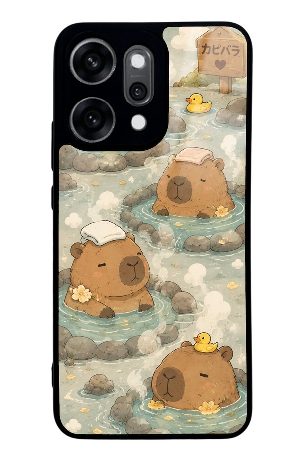 Oppo Reno 14 Pro Capybara Onsen Design Glossy Phone Case