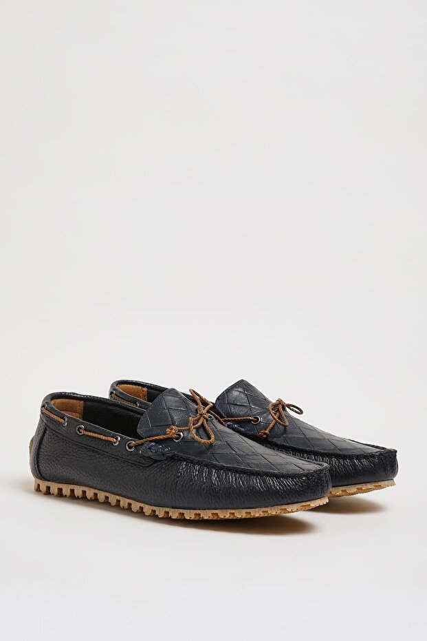 Levinson Model Genuine Floater Leather Rubber Sole Loafer Shoes