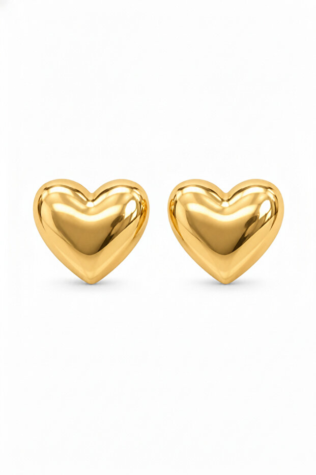 Women's Yellow Heart Earrings - Minimalist Brass Earring Pair