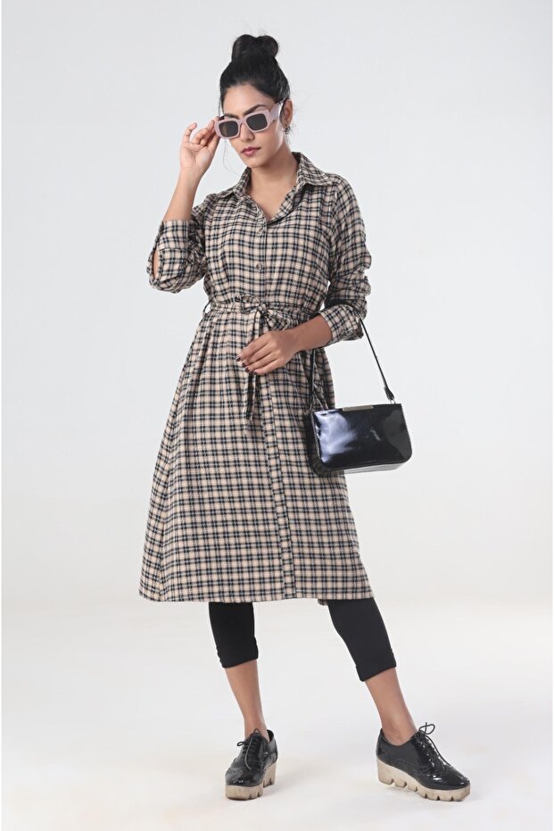 Heritage check brown casual feeding top