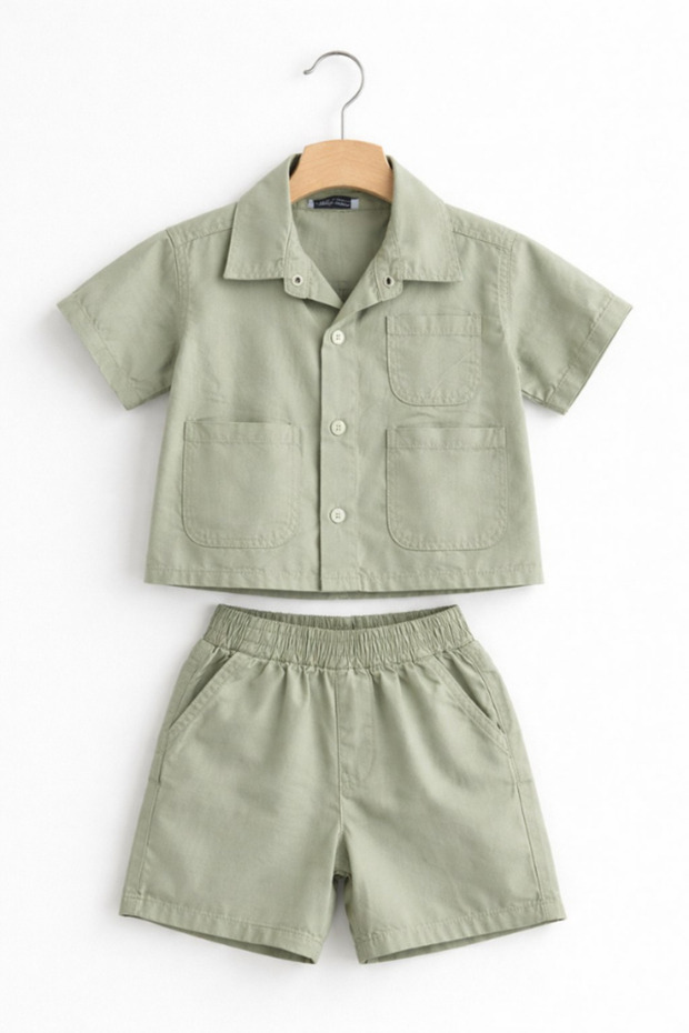 Boy's Shirt and Shorts Set Khaki