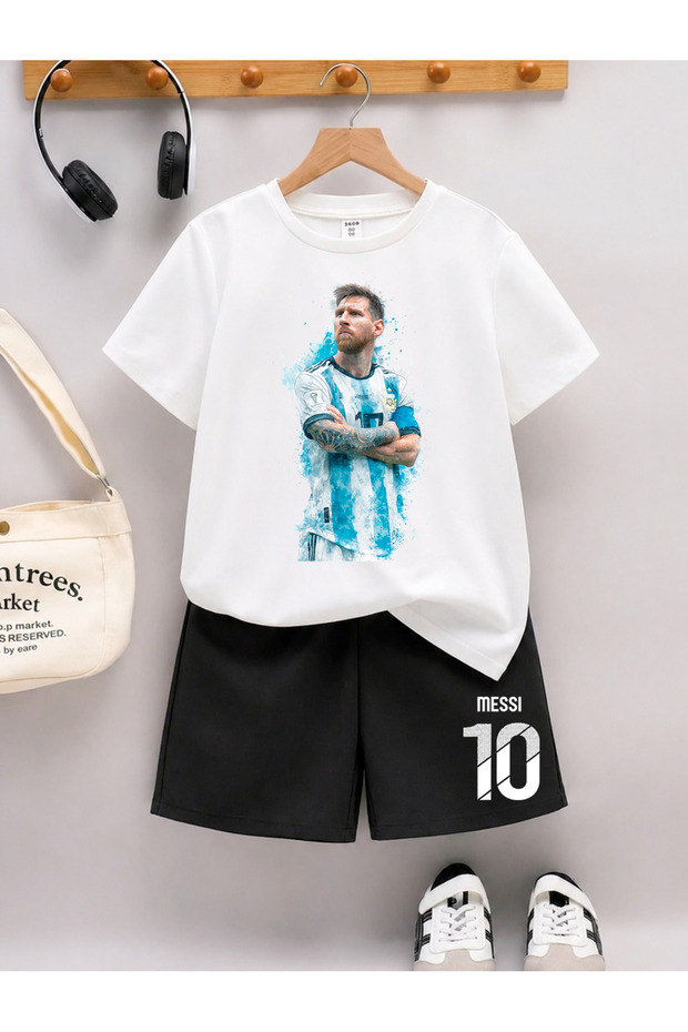 Messi Printed Boys' Shorts Set