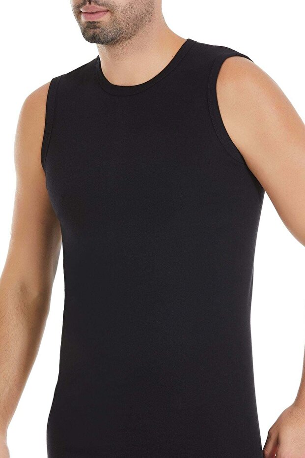 Ribana Zero Sleeve Men's Undershirt Black 100% Cotton 3-Pack