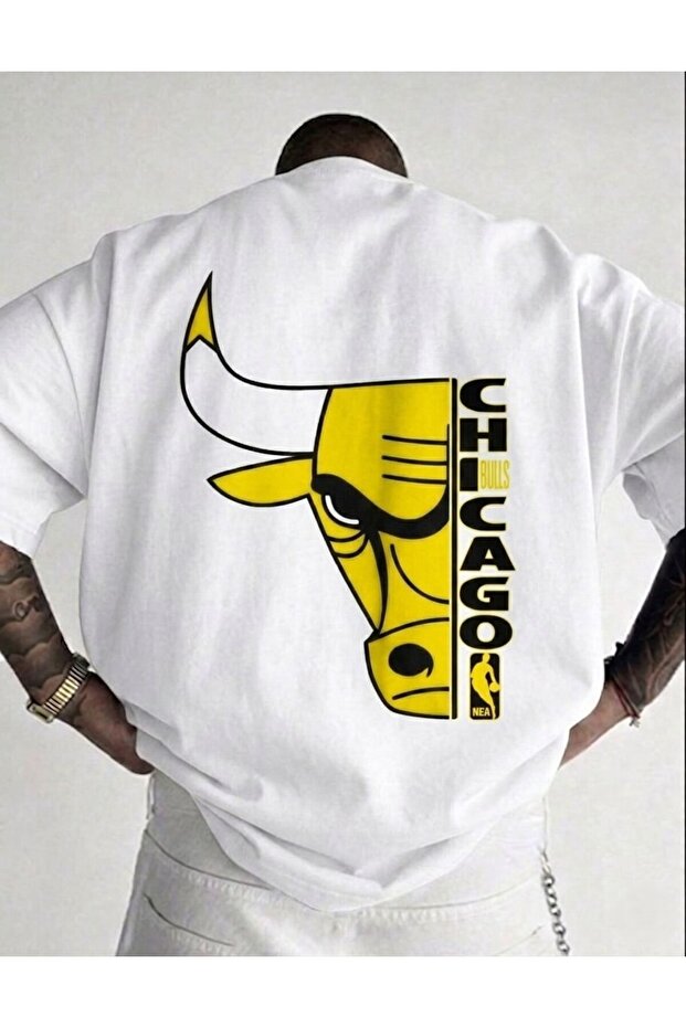 Unisex Colorful Chicago Bulls Printed Crewneck Tshirt