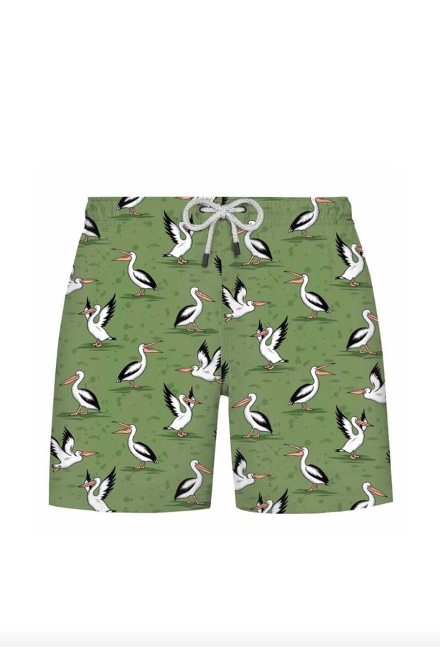 Green Pelikan Printed Regular Fit Boys' Swim Shorts Wmkids