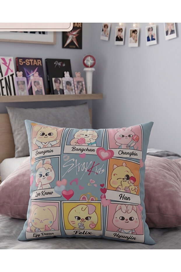 Stray Kids Skzoo Character Cute 25 X 25 Decorative Throw Pillow