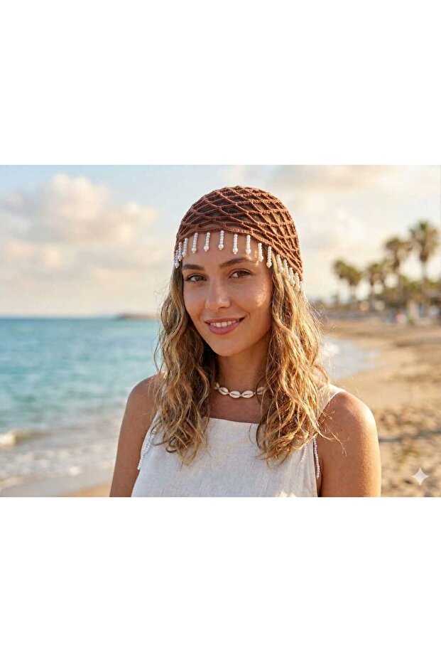 Handmade Mesh Knitted Summer Beret – Hair Accessory, Beach Hat