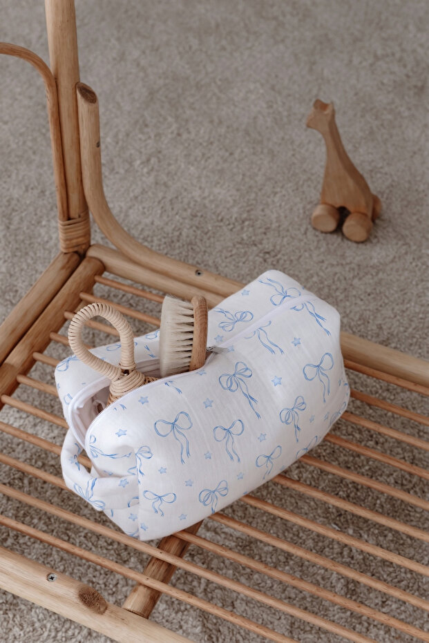 Muslin Care Bag - Pureline Series - Blue Dainty Bows