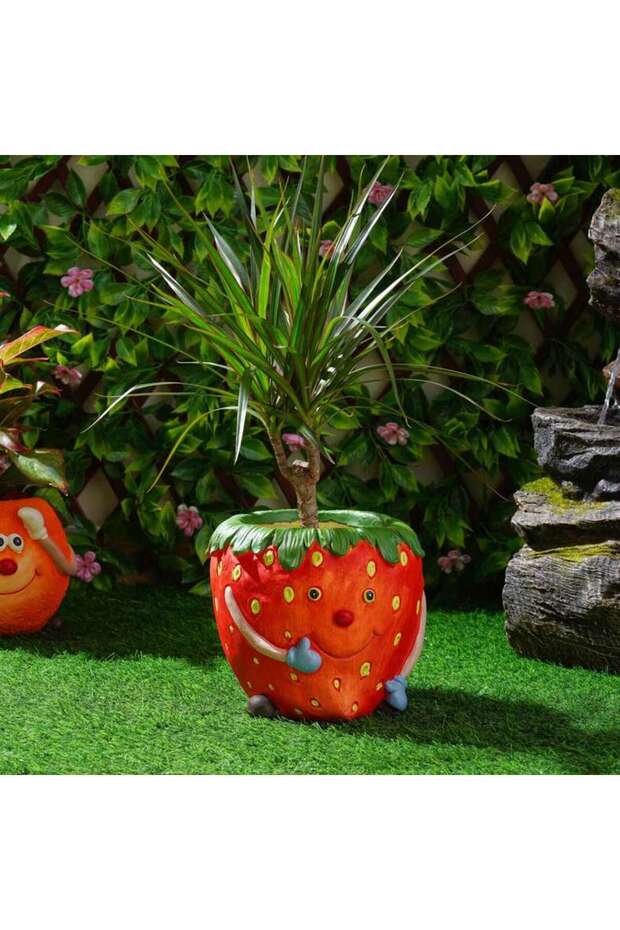 Strawberry Magnesia Planter 24x23x20cm - Red
