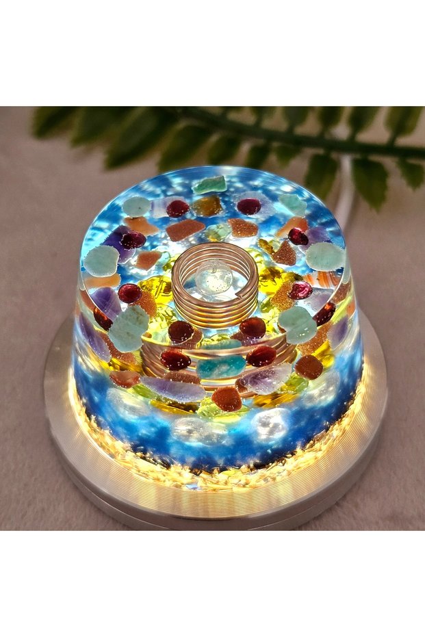 Nirvana Design Blue Color Orgonite (5cm Diameter) Night Light with USB Port (Handmade Design Products)