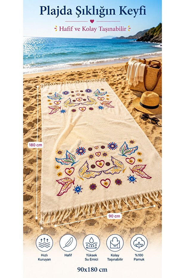 Muslin Peshtemal Beach Towel 90X180 cm Cotton Quick-Drying Fringed Multi-Purpose Coverlet