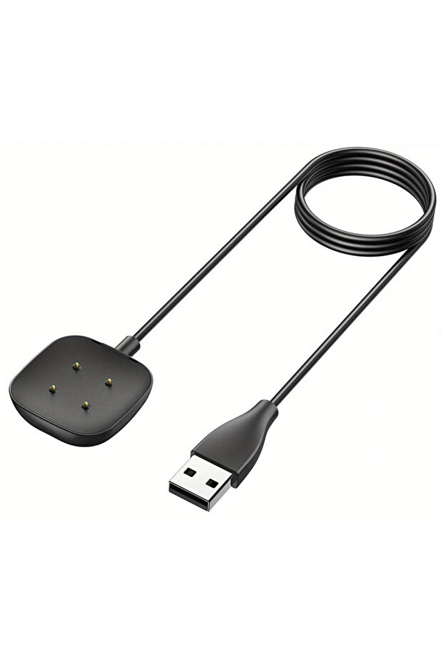 شاحن USB أسود لـ Versa 4/versa 3/Sense 2، كابل شحن ومحول لـ Sense Ch...