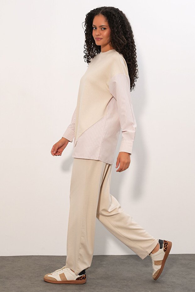 Bdart Striped Long Collar Two-Piece Set