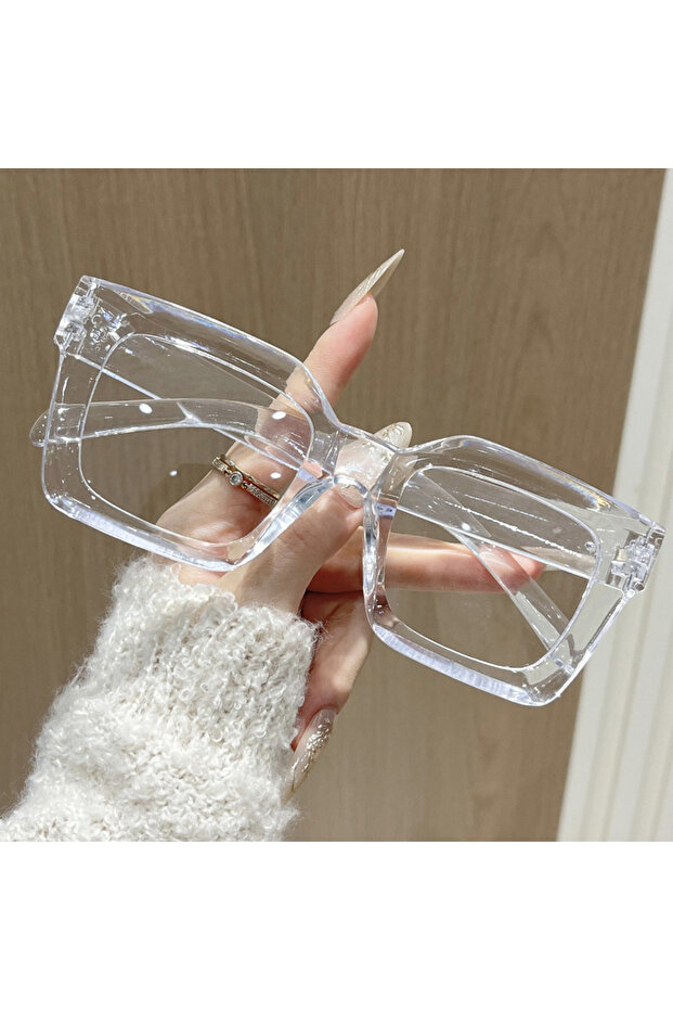 نظارات كمبيوتر شفافة مربعة الشكل بتصميم عتيق مع 4 مسامير، إطار نظارات للنساء والرجال مضاد للضوء الأزرق.