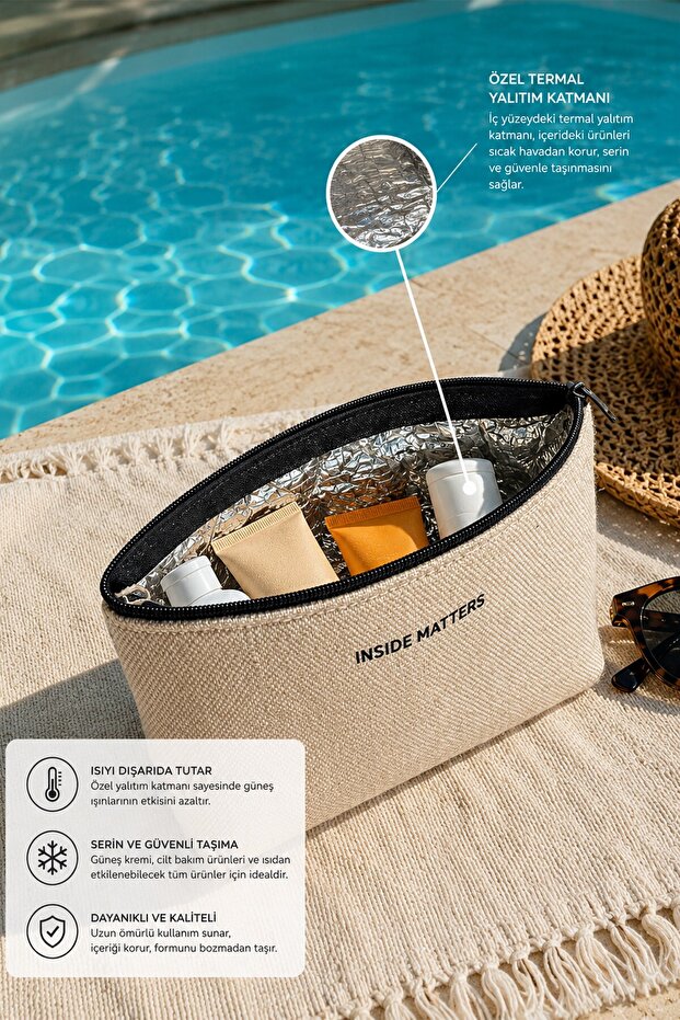 Super Size Thermal Insulated Sun Protection Jute Straw Makeup, Medicine, Multi-Purpose Care Bag