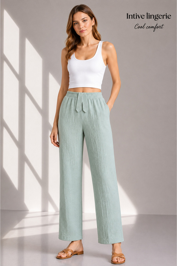 Intive Cool Comfort Muslin/Waffle Fabric No-Show Cotton Breathable Comfortable Summer Pants