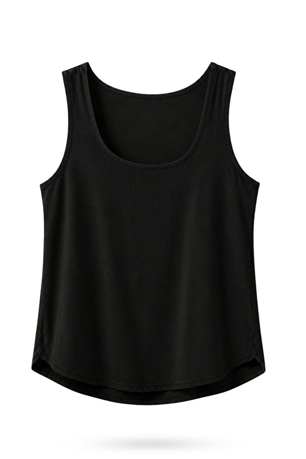 Black U-Neck Flowy Tank Top 17692
