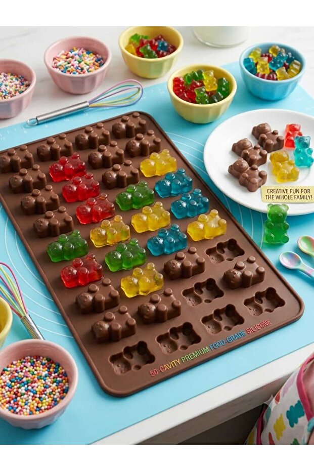 Compartmentalized Teddy Bear Silicone Mold - Chocolate, Jelly, Candy, and Ice Mold Bpa-Free