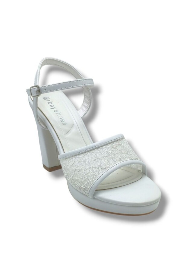 320-26 Glittery Lace Skin Single Strap Thick Heel Women's Sandals (11cm)
