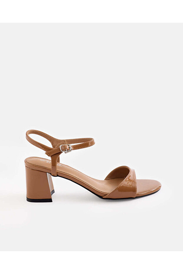 Women Beige Block Heel Mule Sandals
