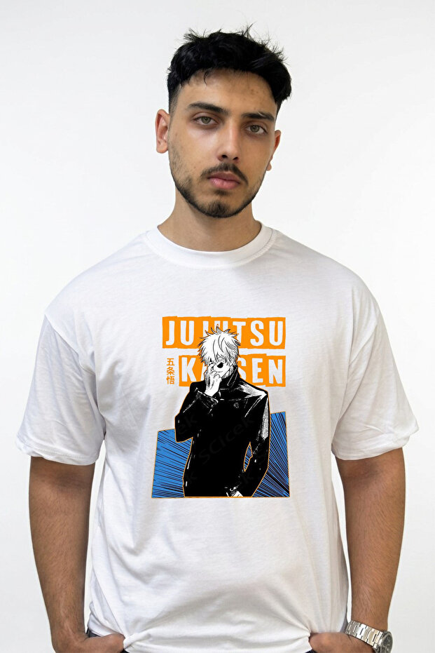 Gojo Satoru_42 Design Printed Oversize White T-Shirt