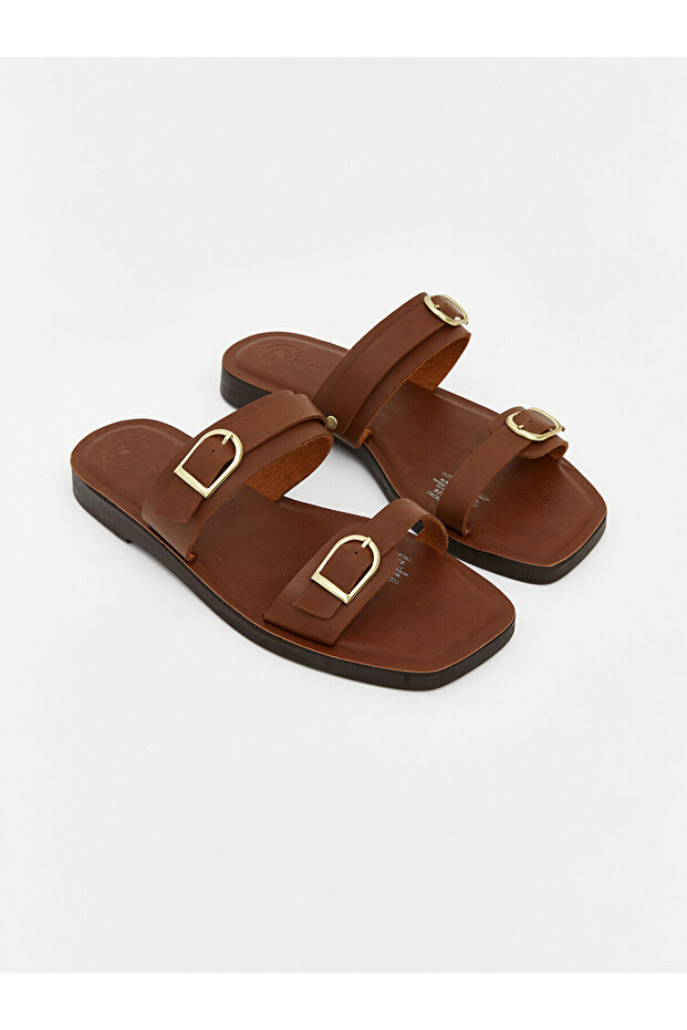 Vizyon New Season Blunt Toe Double-Strapped Women's Slippers