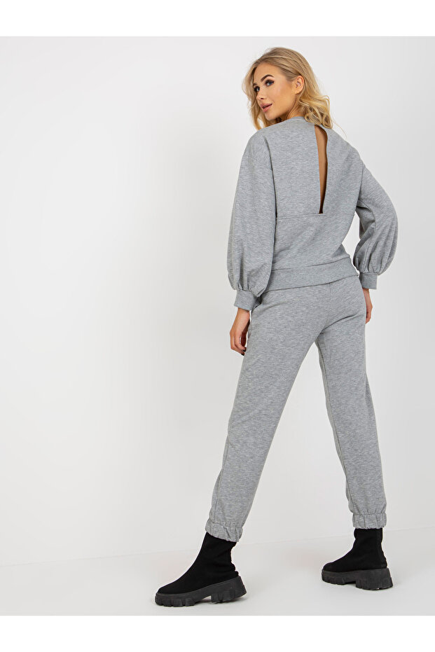 Compleu Dama Maneca lunga, Mansete elastice, ex moda, Gri Casual Model EM-KM637.26P - 3