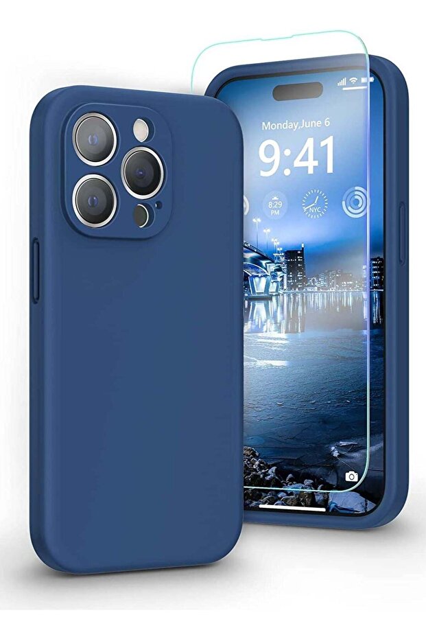 Liquid Silicone Case for iPhone 14 Pro Max, Screen & Camera Protection, Microfiber, Blue Jay