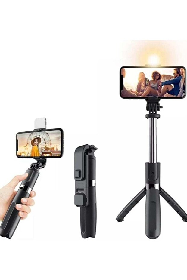 Foldable Tripod Monopod Selfie Stick Blue tooth With Wireless Button Shutter Selfie Stick With LED For iOS Android