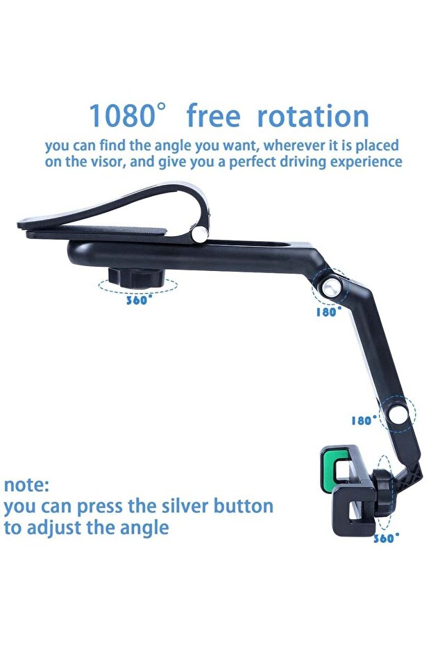 Green Cell Phone Holder for Car, Mount Clip for Car Cellphone, 360° Rearview Phone Holder for Car Sun Visor