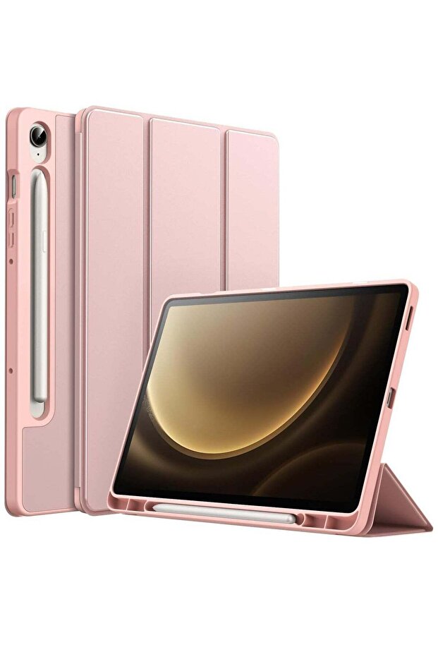 Case for Tab S9 FE 10.9-Inch with S Pen Holder - Soft TPU Tri-Fold Stand Protective Tablet Cover