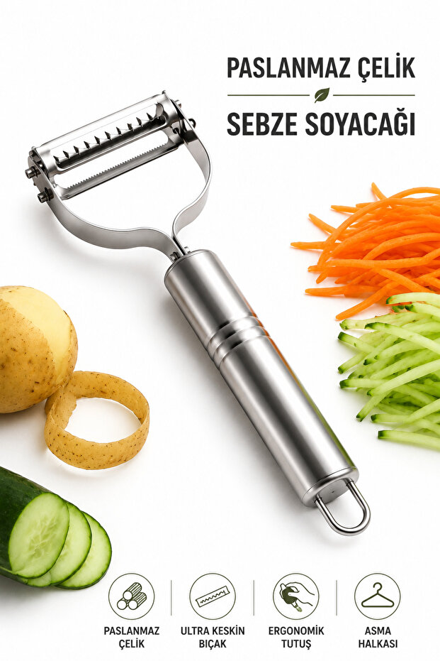 Stainless Steel Julienne Vegetable Peeler with Ergonomic Handle Potato Carrot Cucumber Peeler