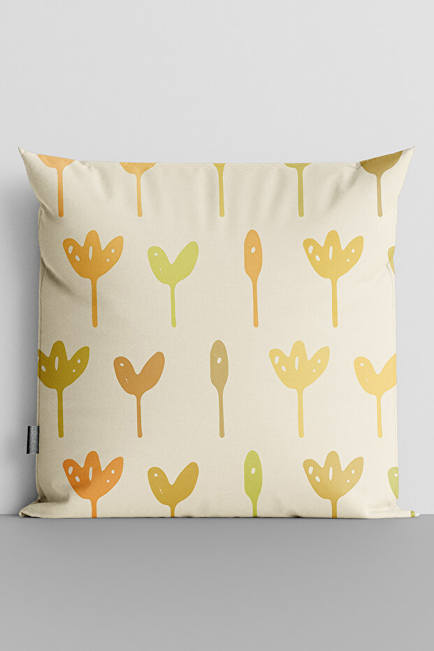Yellow Abstract Tulips Double Sided Digital Printed Throw Pillow Cover