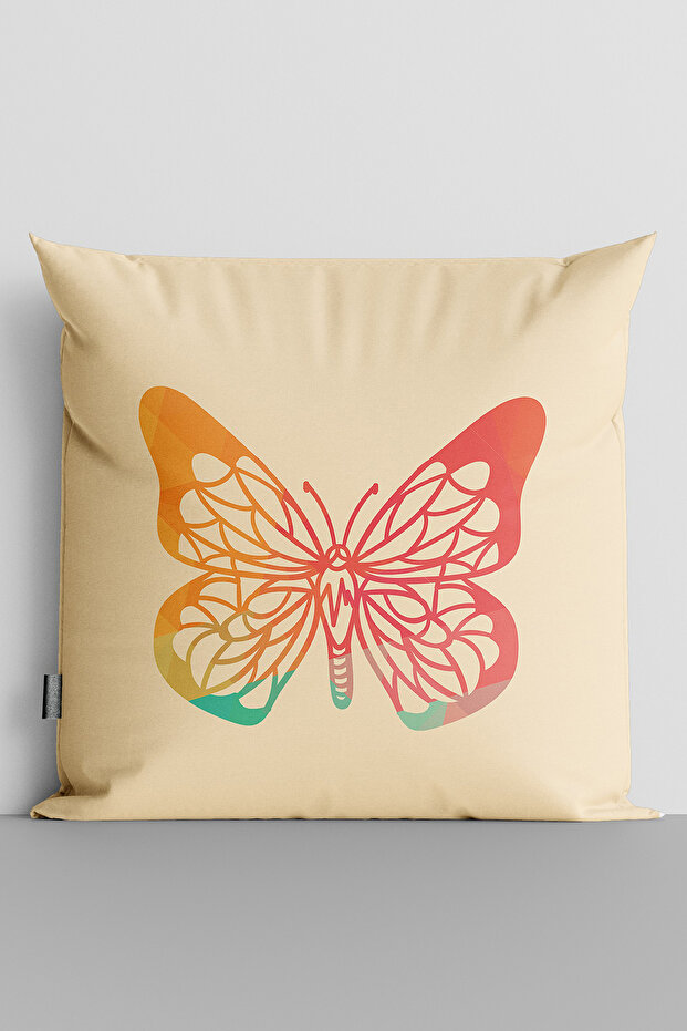 Colorful Butterfly Double Sided Digital Printed Throw Pillow Cover - 3254