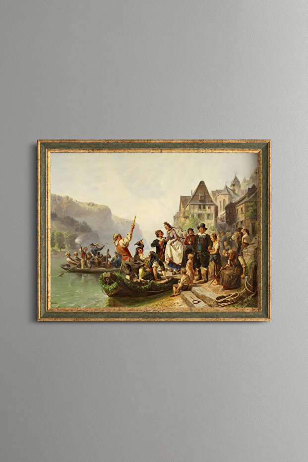 Wedding Party at the Rhine River - Vintage Patterned Painting - Fine Model