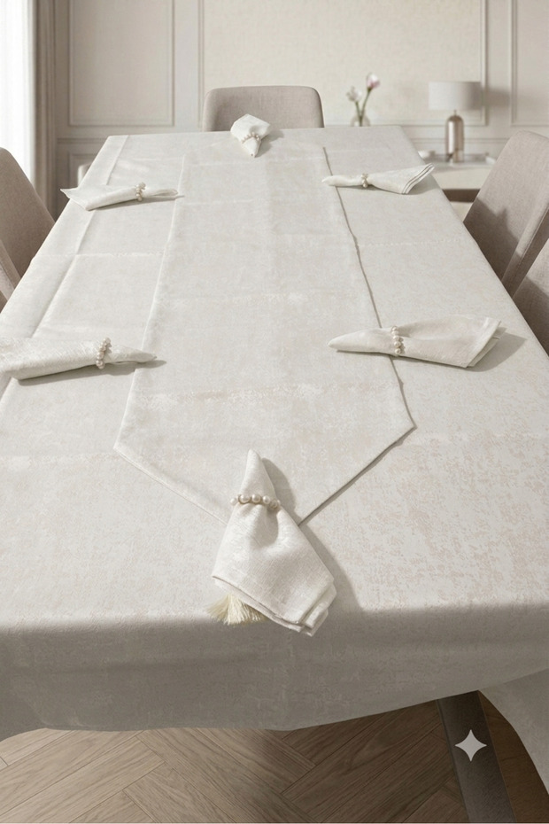 Atak Home Collection Simela Jacquard 12-Person 26-Piece Tablecloth Set