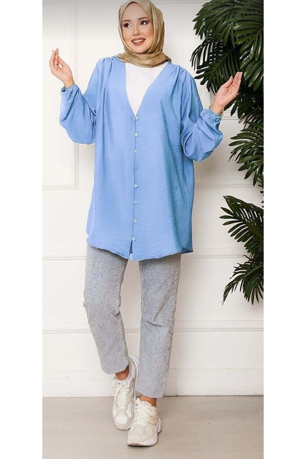 Düğmeli Kimono Gömlek