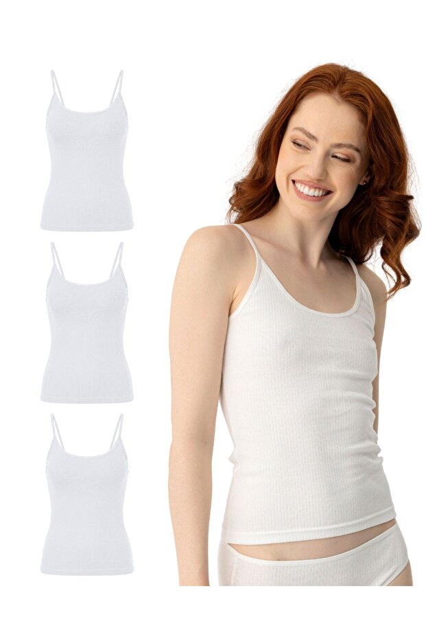 Women's Organic Cotton 3-Piece Ribbed Strap Tank Top