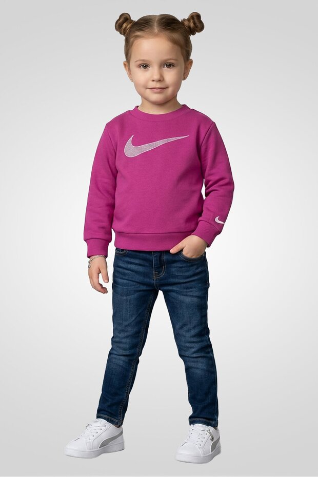 Toddlers Girl Long Sleeve Brand Logo Sweatshirt, Plum