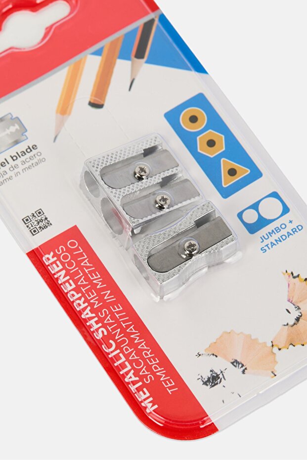 2 Pcs Metallic Sharpener, Silver - 3